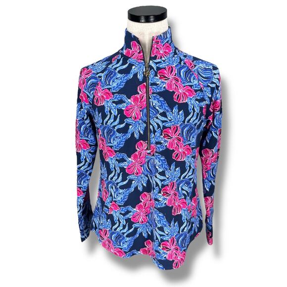 Lilly Pulitzer Skipper Popover Top Womens Medium Stretch In Its Ofishell 1/4 Zip - Picture 1 of 10